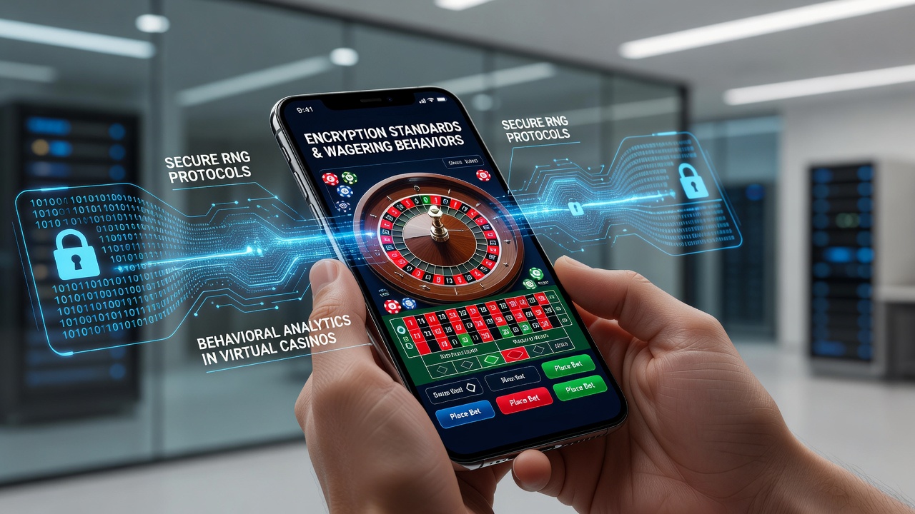 Close-up of smartphone roulette interface highlighting encrypted data transmission symbols during active play
