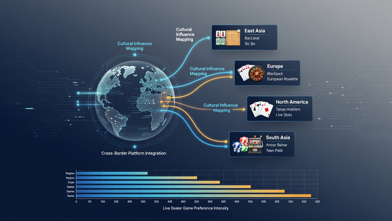 Data visualization charts mapping live dealer game preferences across different cultural regions on international digital platforms
