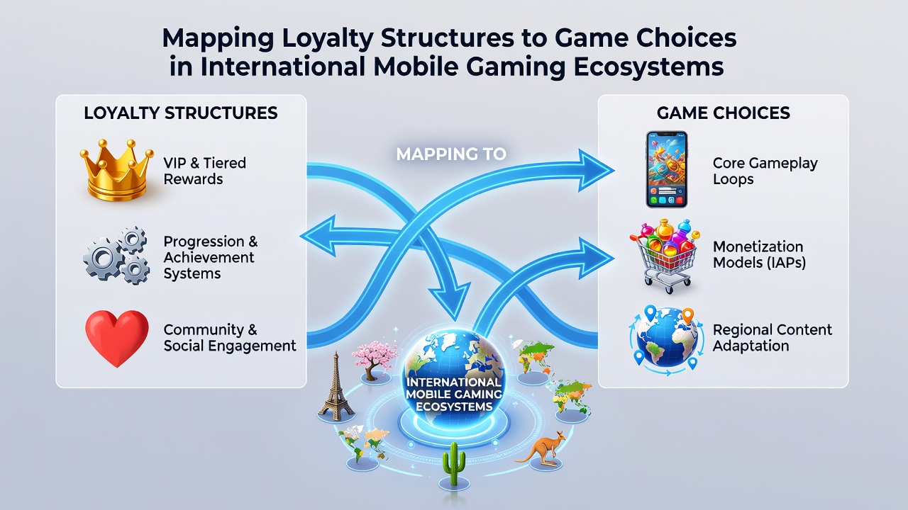 Charts and graphs showing correlations between loyalty tiers and mobile game category selections in international markets