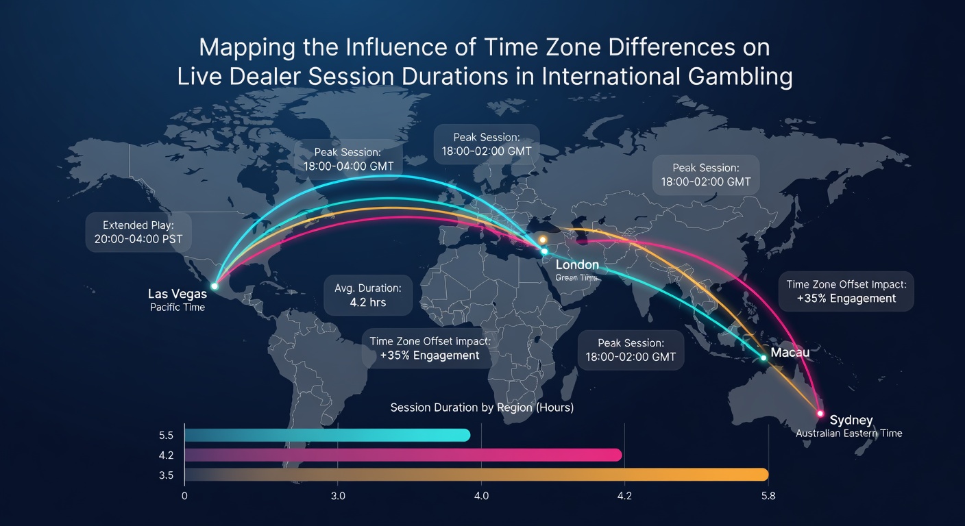 Analytics dashboard displaying session duration metrics segmented by time zone offsets