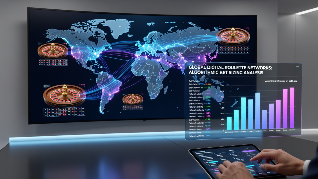 Global map overlay showing roulette network connections and bet sizing algorithm nodes